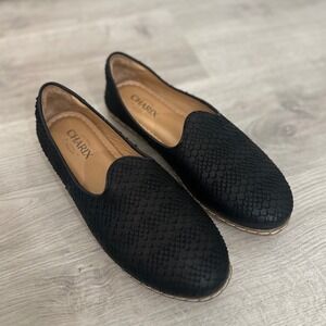 CHARIX Wild Black Embossed Leather Loafers Flat Shoes Women Size 41 Comfort